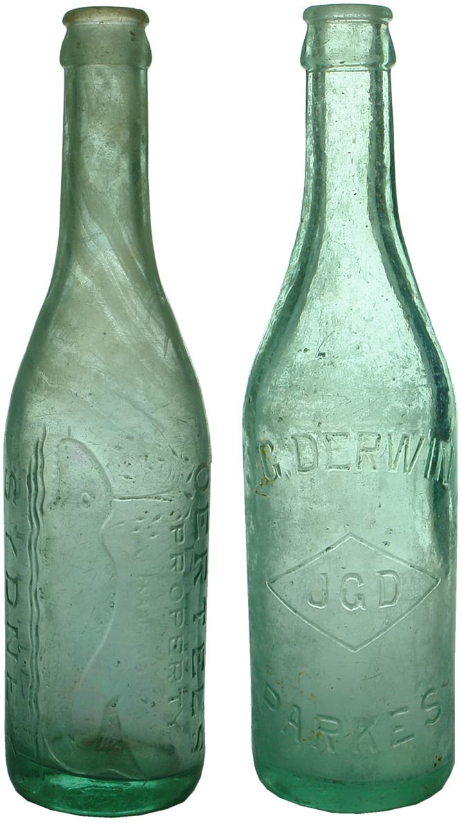 Oertel's Derwin Crown Seal Soft Drink Bottles