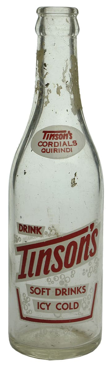 Tinsons Cordial Quirindi Ceramic Label Bottle