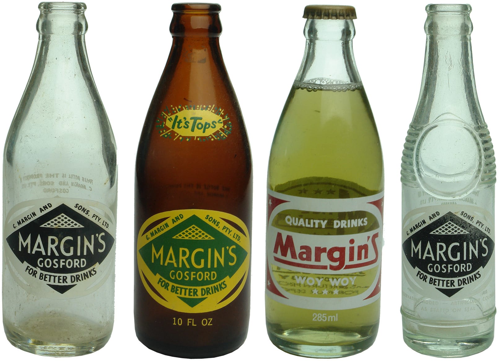 Margin Gosford Woy Woy Ceramic Label Bottles