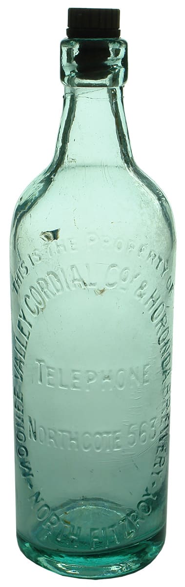 Moonee Valley Cordial North Fitzroy Soft Drink Bottle