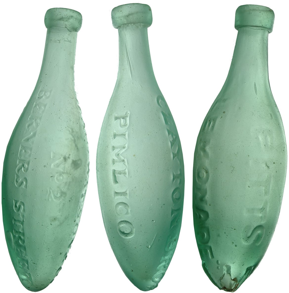 Antique Glass Soda Torpedo Bottles