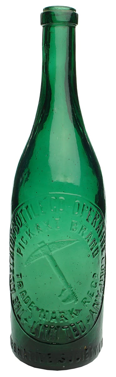 Pickaxe Brand Bright Green Beer Bottle