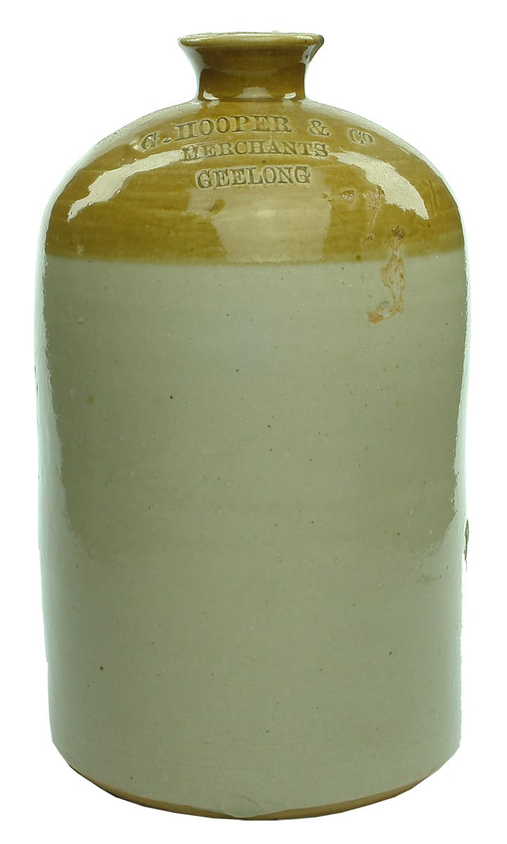 Hooper Merchants Geelong Impressed Stoneware Demijohn