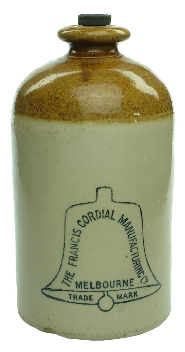 Francis Cordial Manufacturing Melbourne Stoneware Demijohn