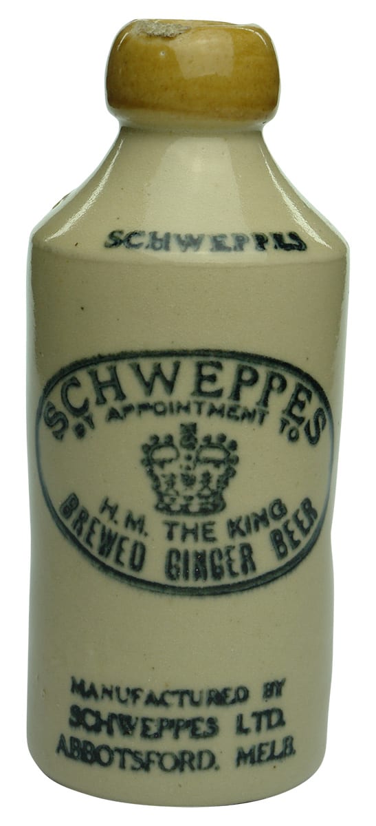 Schweppes Abbotsford Crown Stoneware Ginger Beer Bottle