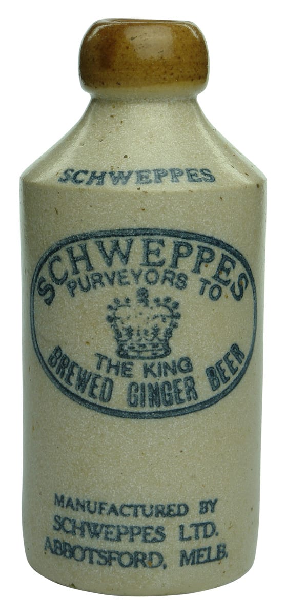 Schweppes Abbotsford Crown Stoneware Ginger Beer Bottle