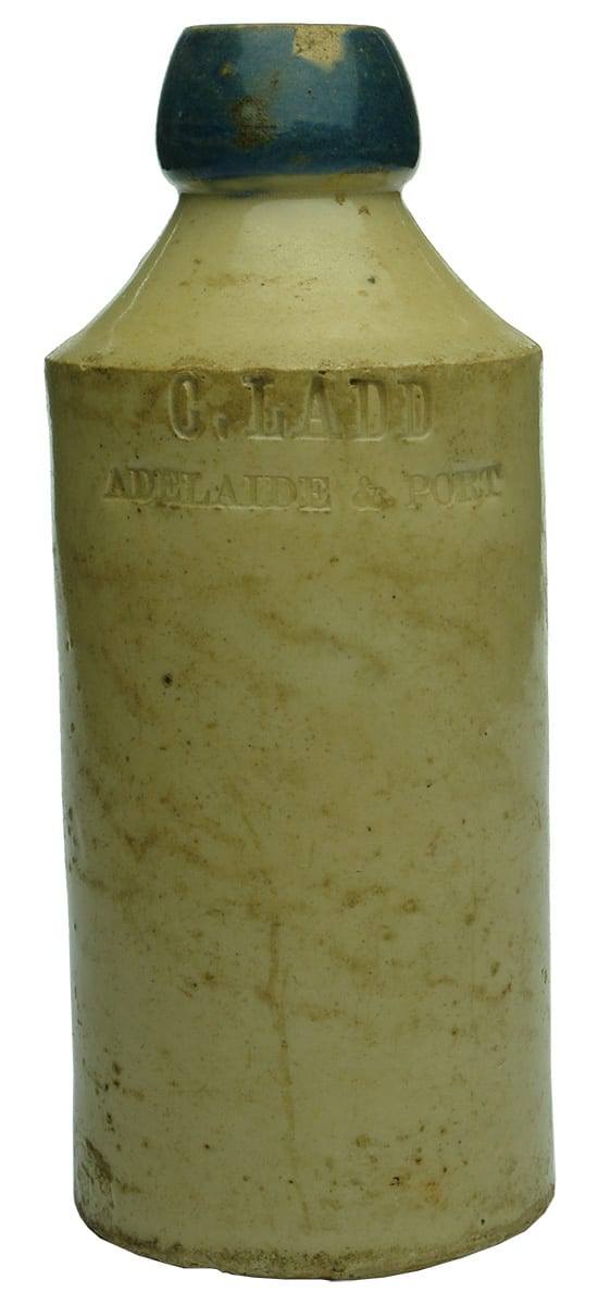 Ladd Adelaide Port Impressed Stone Ginger Beer Bottle