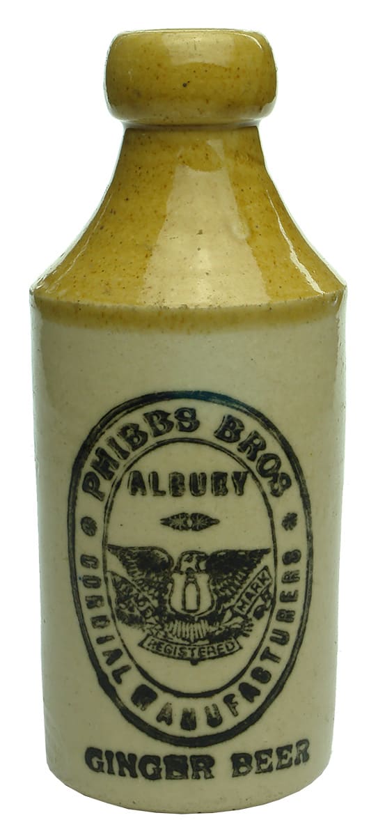 Phibbs Bros Albury Eagle Stone Ginger Beer Bottle