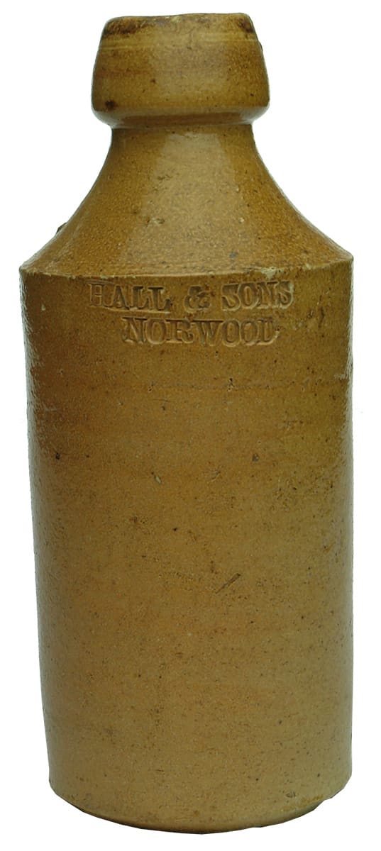 Hall Sons Norwood Impressed Stone Ginger Beer Bottle