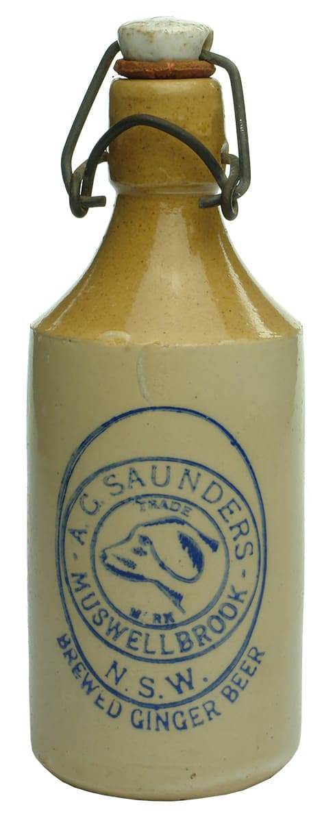 Saunders Muswellbrook Dog Lightning Stopper Ginger Beer Bottle