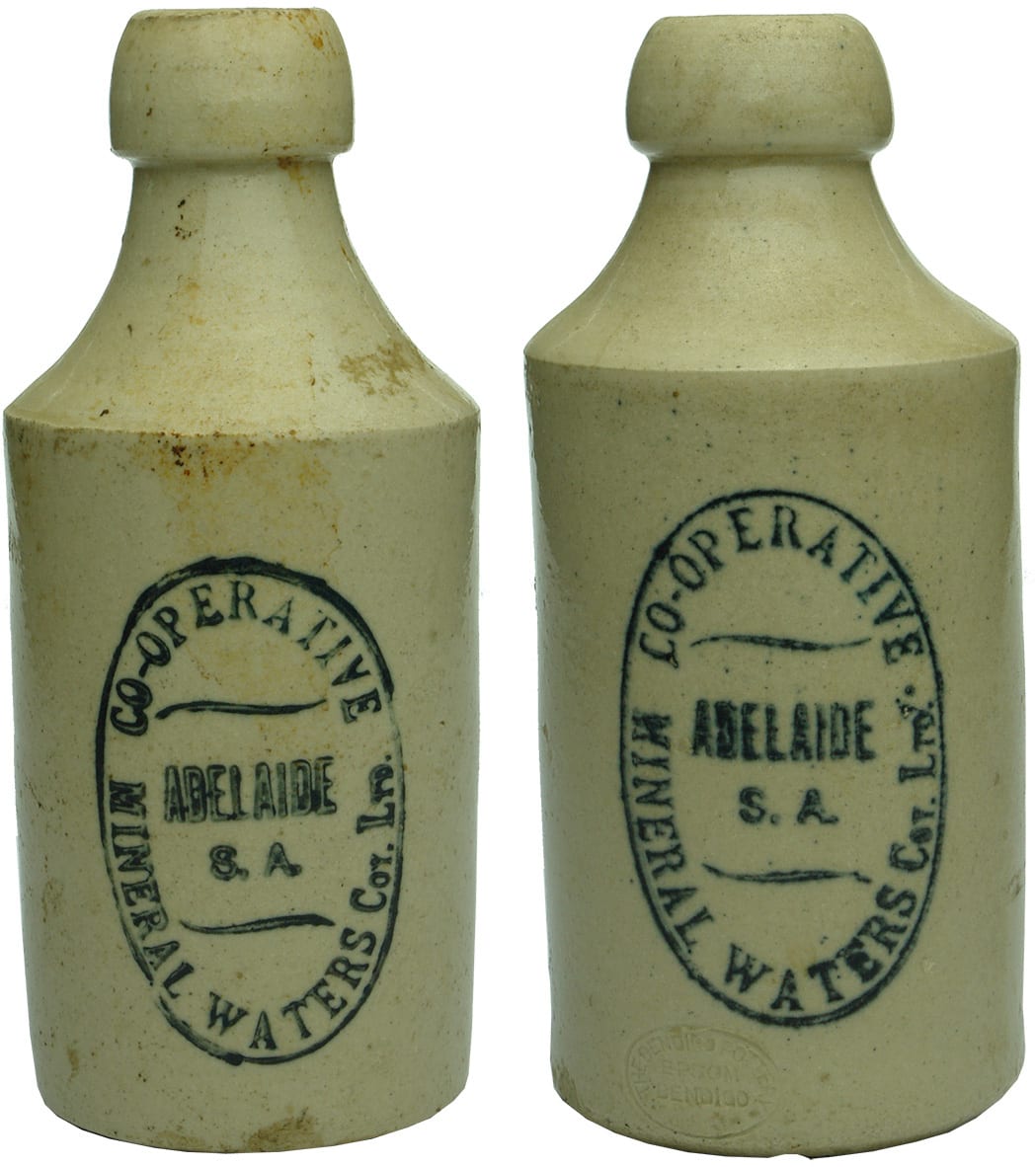 Co-operative Mineral Waters Adelaide Ginger Beer Bottles