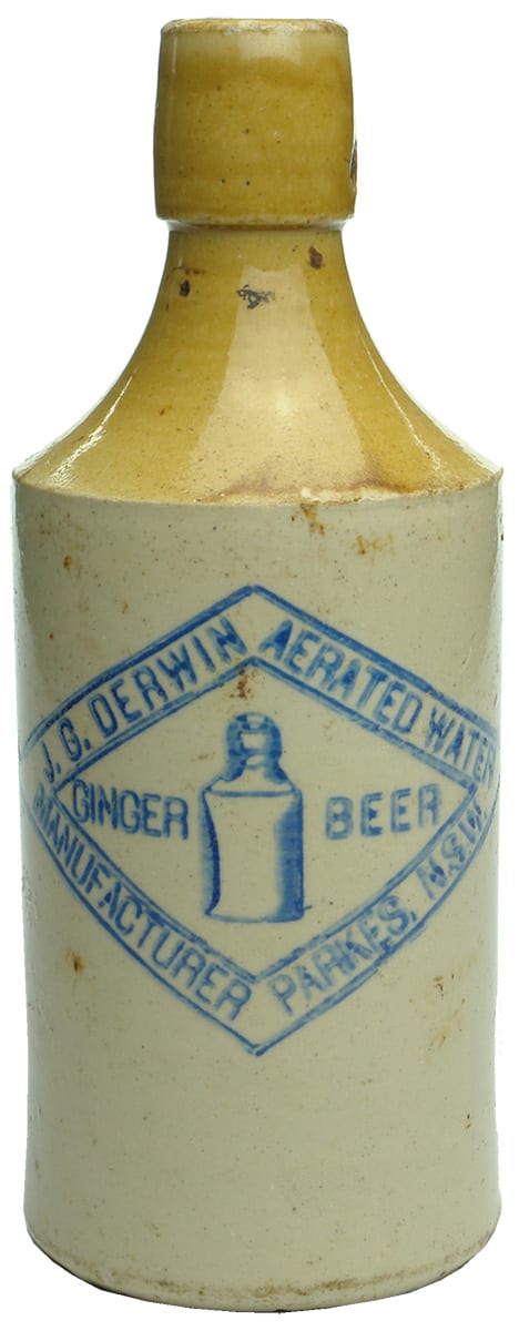 Derwin Blue Print Stoneware Parkes Ginger Beer Bottle