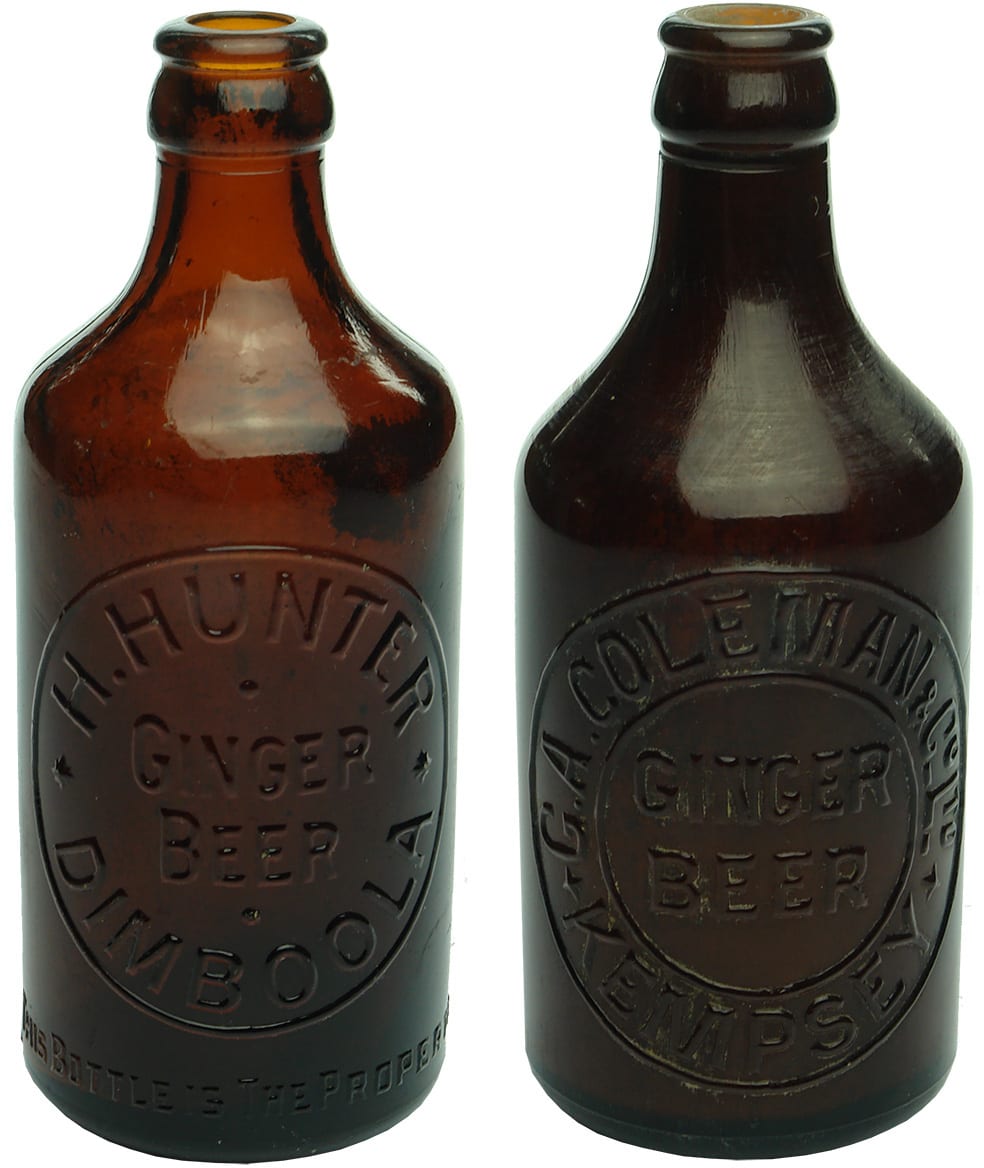 Hunter Coleman Amber Glass Crown Seal Bottles