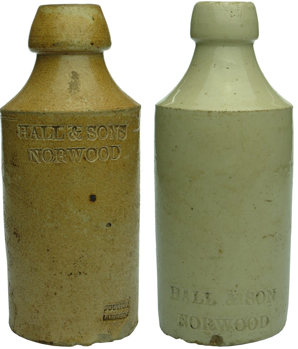 Hall Sons Norwood Antique Impressed Ginger Beer Bottles