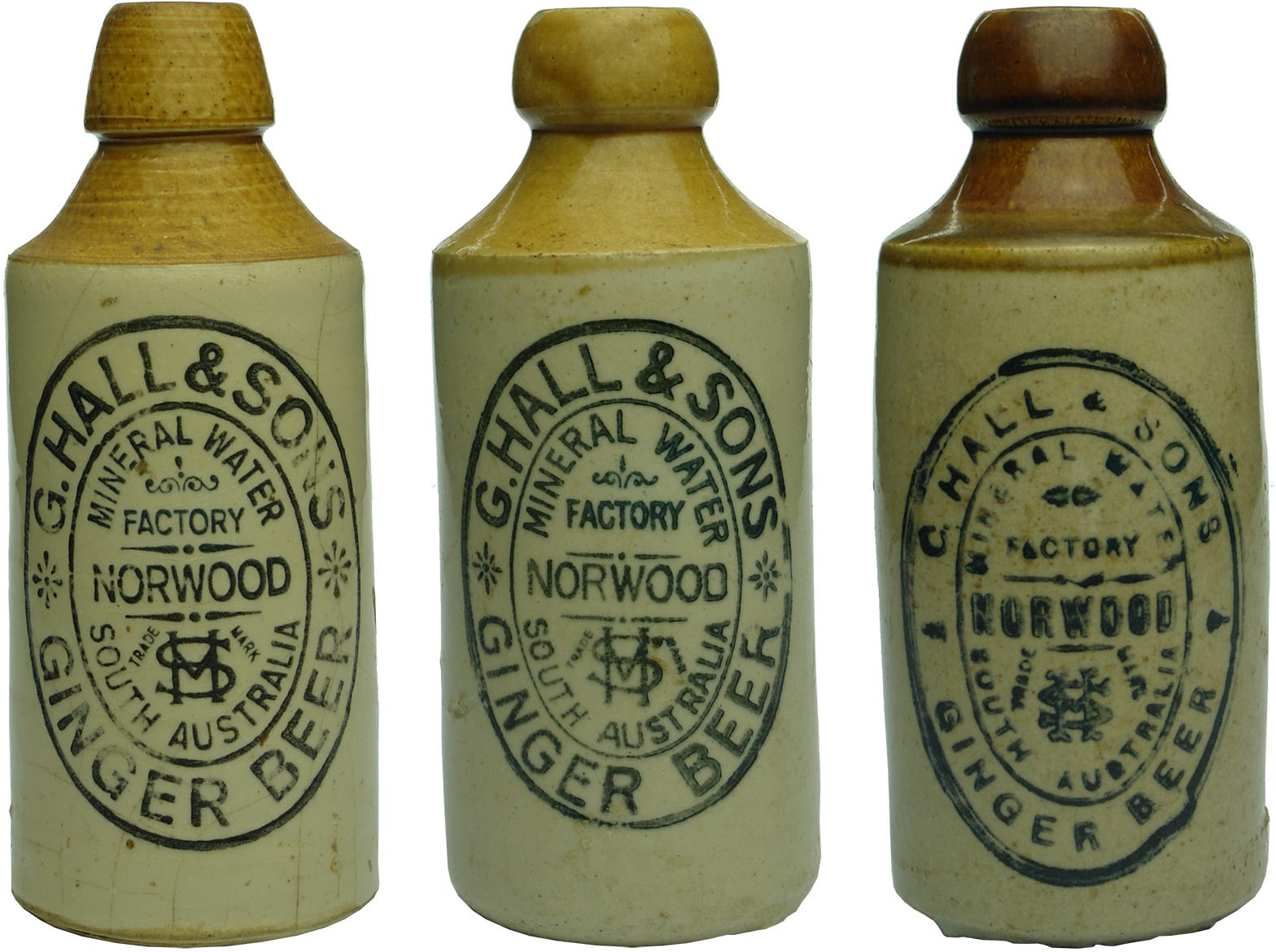 Hall Norwood Stoneware Ginger Beer Bottles