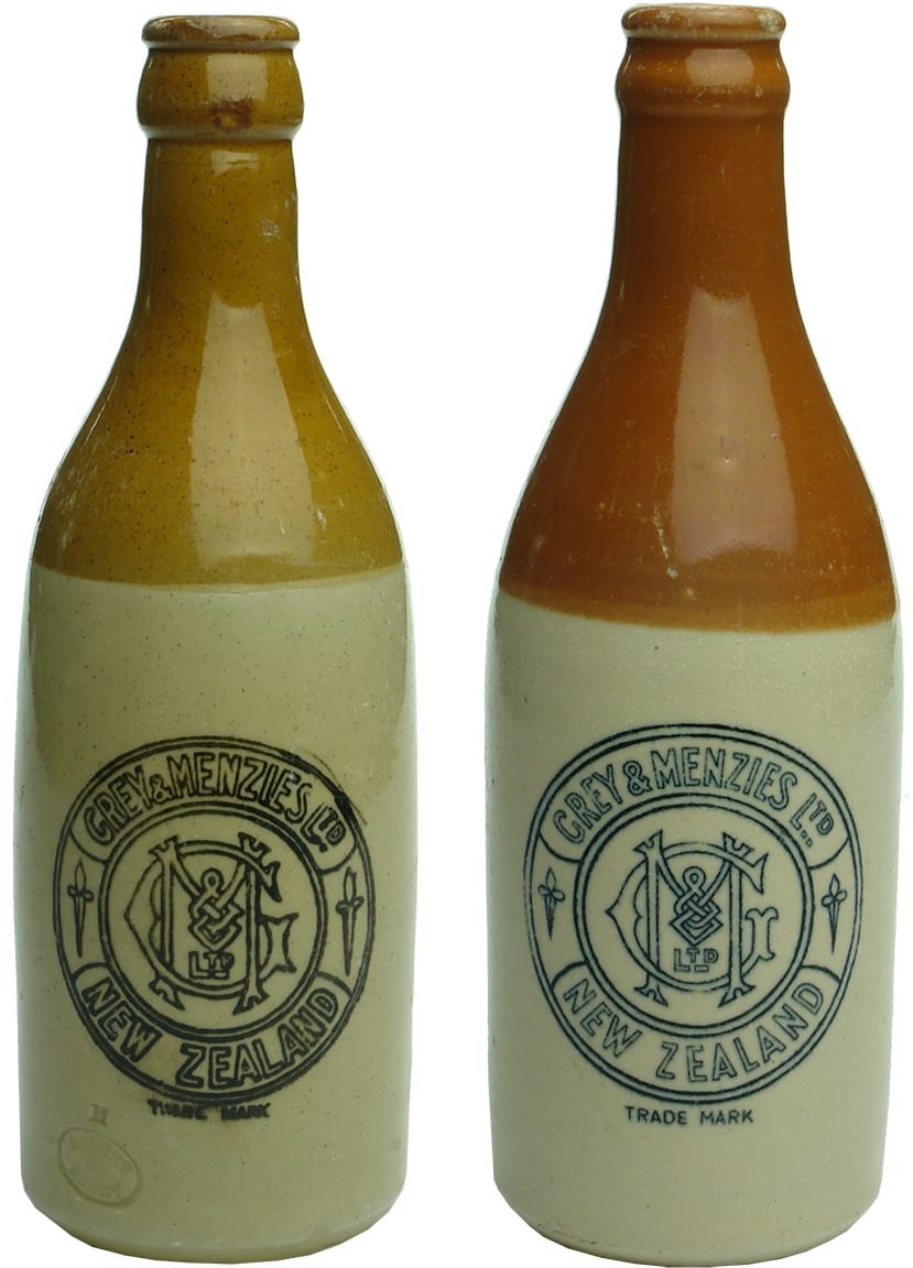 Grey Menzies New Zealand Crown Seal Ginger Beer Bottles