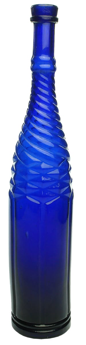 Cobalt Blue Whirly Salad Oil Antique Bottle