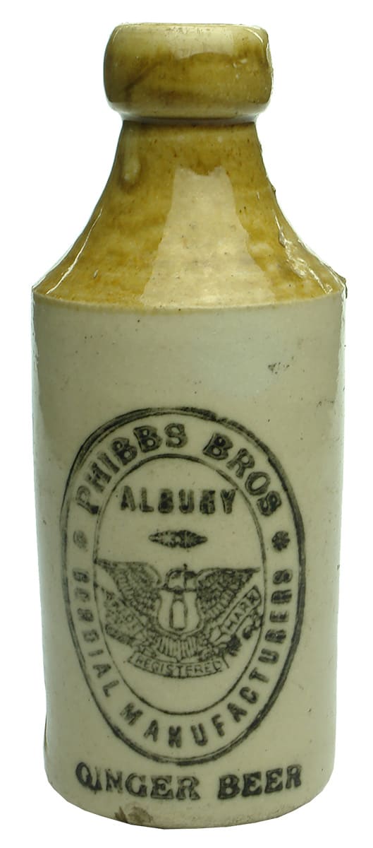 Phibbs Bros Albury Eagle Stone Ginger Beer Bottle