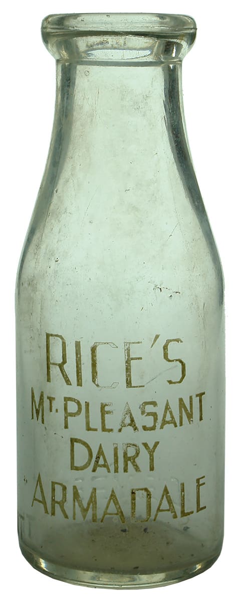 Rice's Mt Pleasant Armadale Milk Bottle
