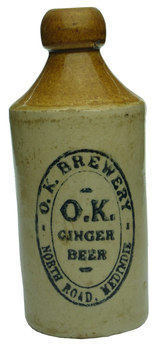 OK Brewery Medindie Stoneware Ginger Beer Bottle