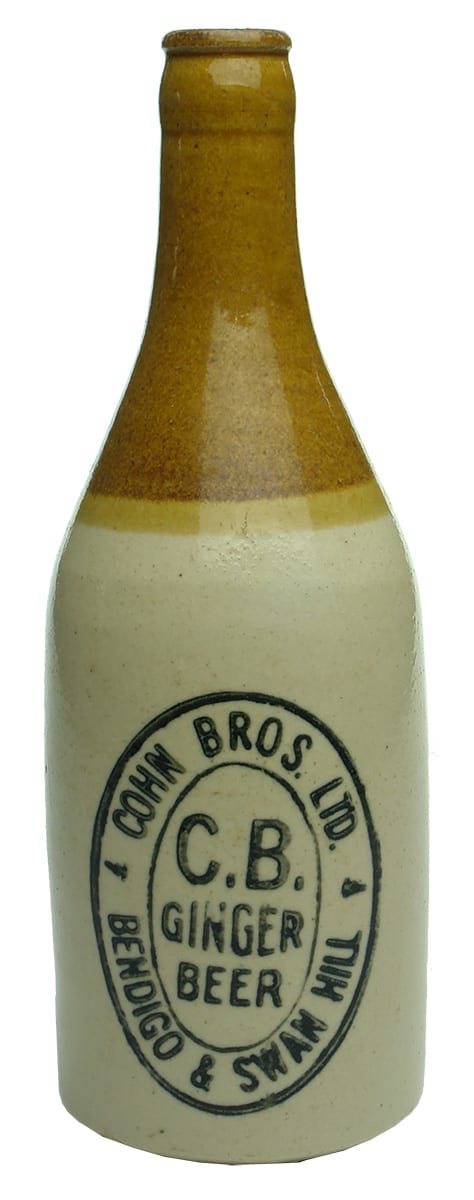 Cohn Bros Bendigo Swan Hill Stone Ginger Beer Bottle