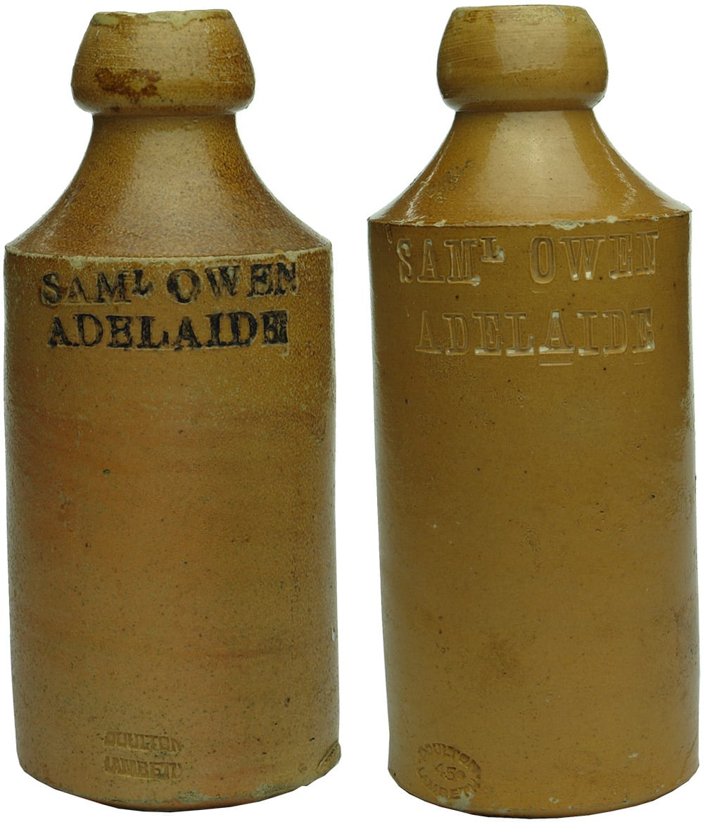 Owen Adelaide Stoneware Ginger Beer Impressed Bottles