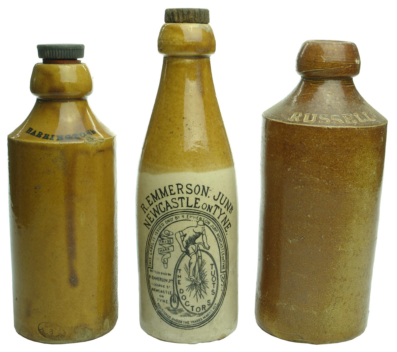 Antique English Stoenware Ginger Beer Bottles