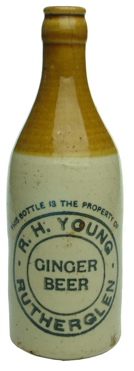 Young Rutherglen Stoneware Crown Seal Ginger Beer Bottle