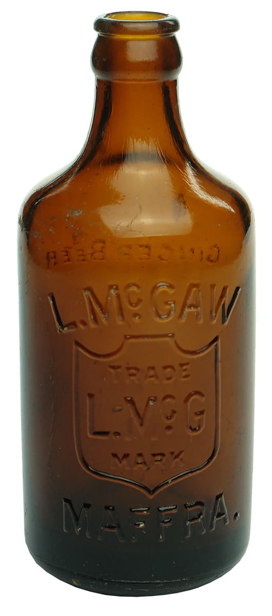 McGaw Maffra Amber Glass Crown Seal Bottle