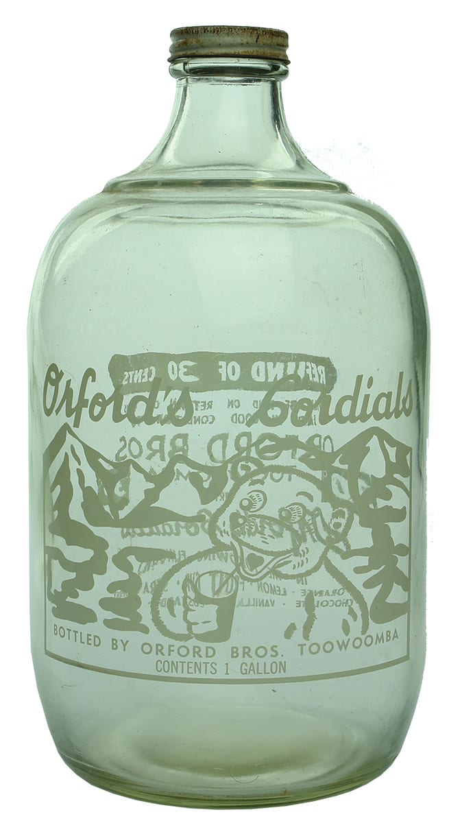 Orford's Cordials Toowoomba Ceramic Label Cordial Jar