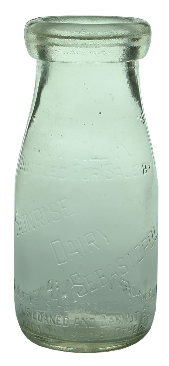 Sunrise Dairy Sebestapol Vintage Milk Bottle
