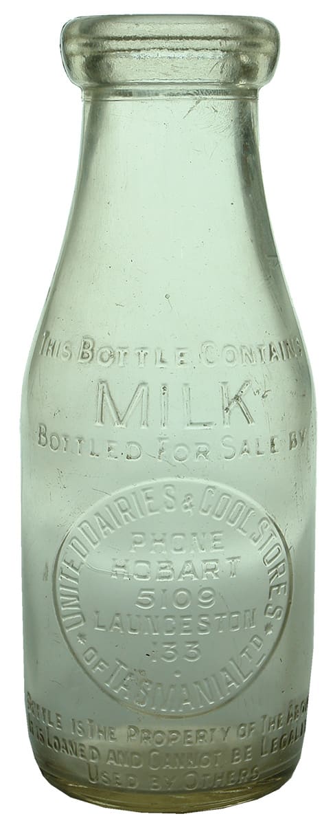 United Dairies Hobart Vintage Milk Bottle