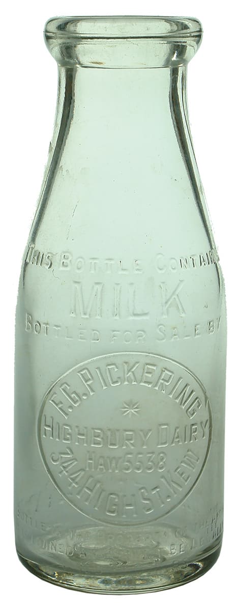 Pickering Highbury Dairy Kew Vintage milk Bottle
