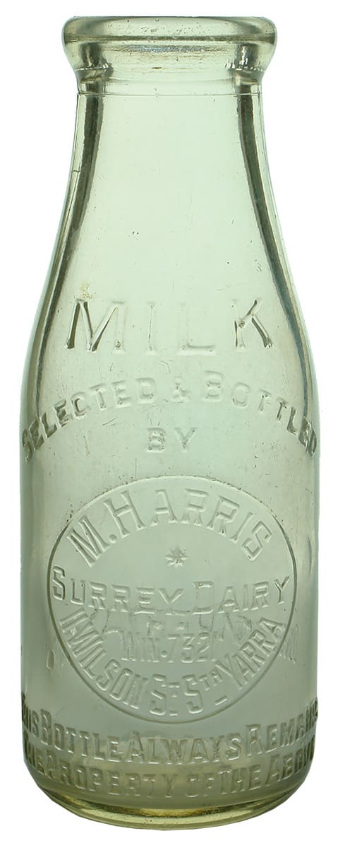 Harris Surrey Dairy South Yarra Milk Bottle