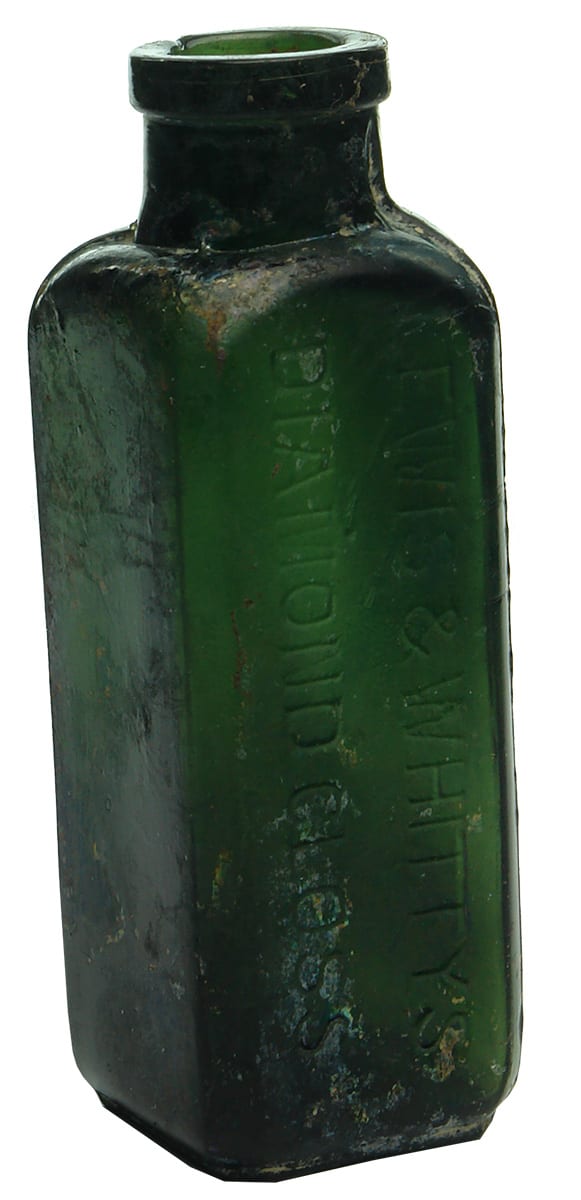 Lewis Whitty Diamond Glass Green Glass Bottle