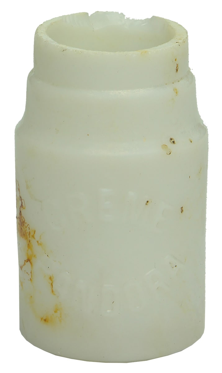 Creme Pandora Milk Glass Antique Jar