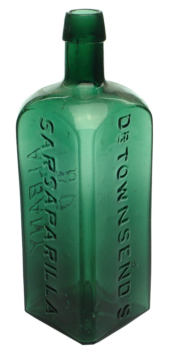 Townsends Sarsaparilla Albany Antique Green Glass Bottle