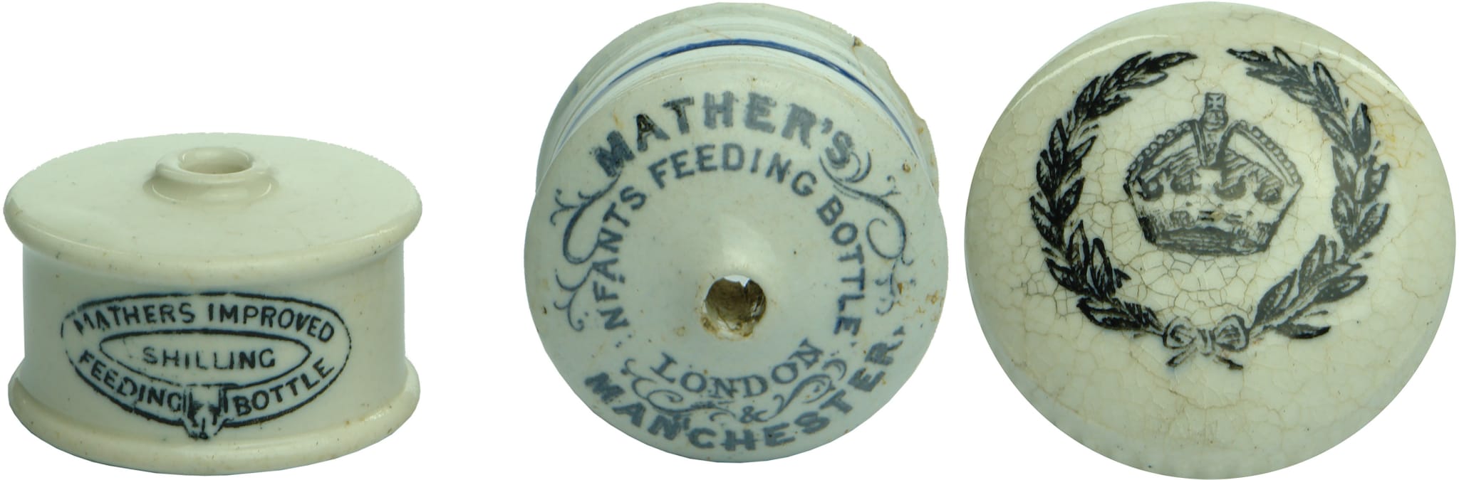 Antique Feeding Bottles Caps Ceramic