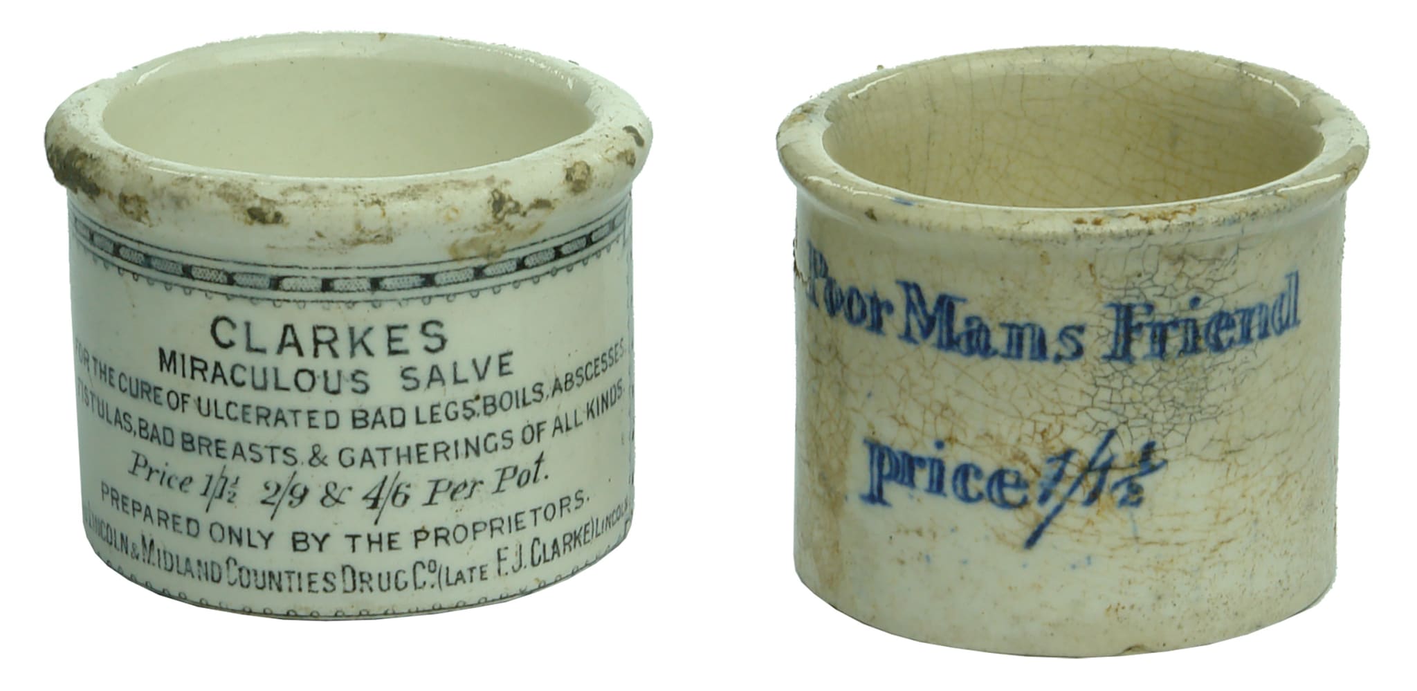Antique Cure Ceramic ointment Pots
