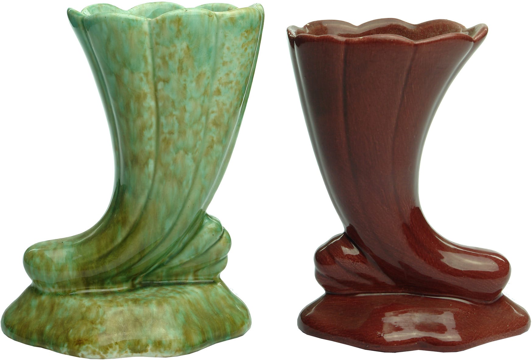 Pates Potteries Sydney Cornucopia Vases