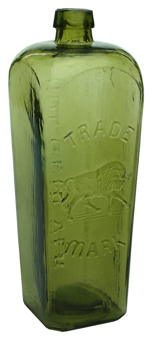 Hol Genever Bison Antique Green Gin Bottle