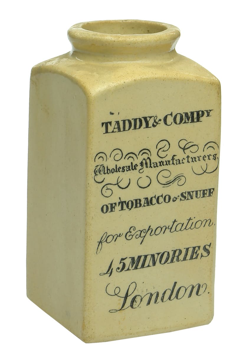 Taddy Compy Minories London Tobacco Snuff Jar
