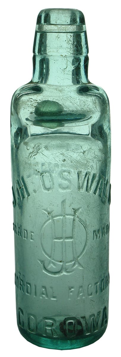 Oswald Corowa Antique Lemonade Codd Marble Bottle