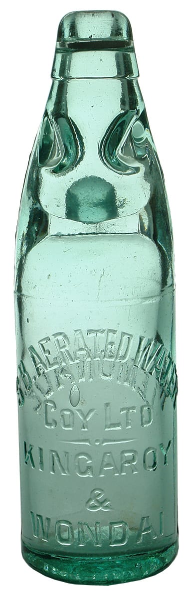 SB Aerated Water Kingaroy Wondai Codd Bottle