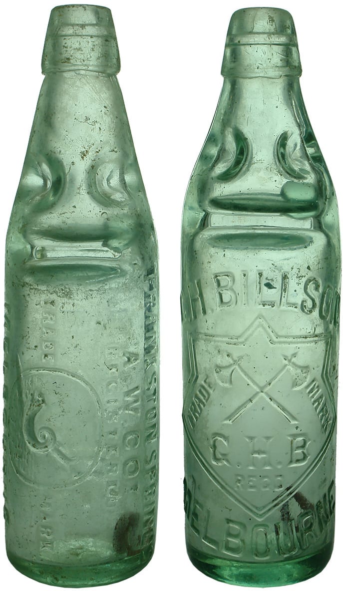 Frankston Springs Billson Antique Codd Marble Bottles