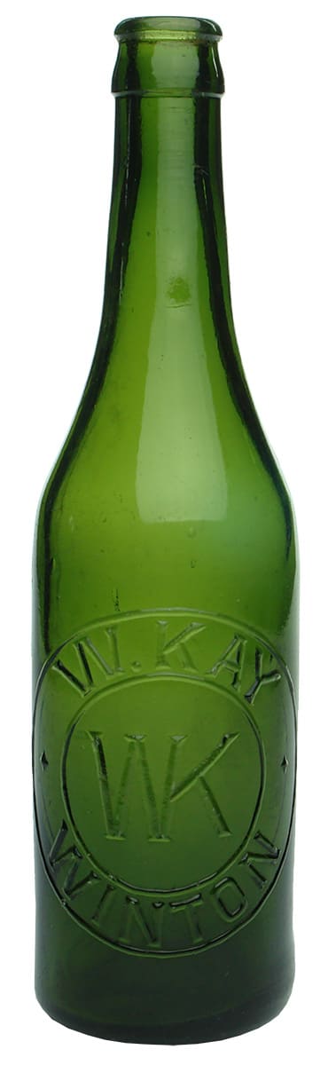 Kay Winton Green Glass Crown Seal Bottle