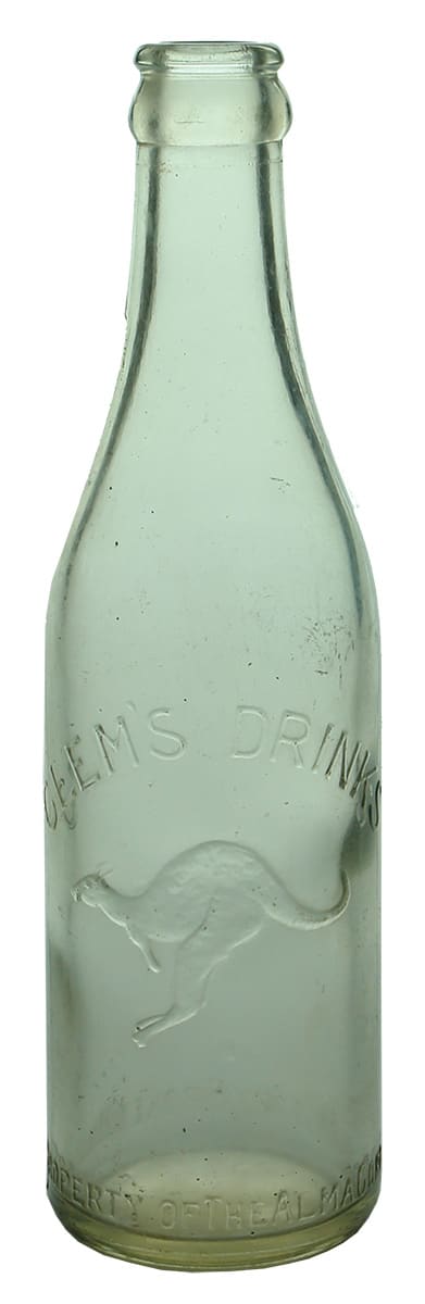 Clem's Drinks Broken Hill Crown Seal Soft Drink Bottle