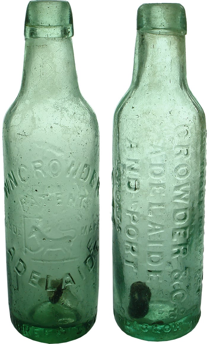 Crowder Adelaide Antique Lamont Patent Bottles