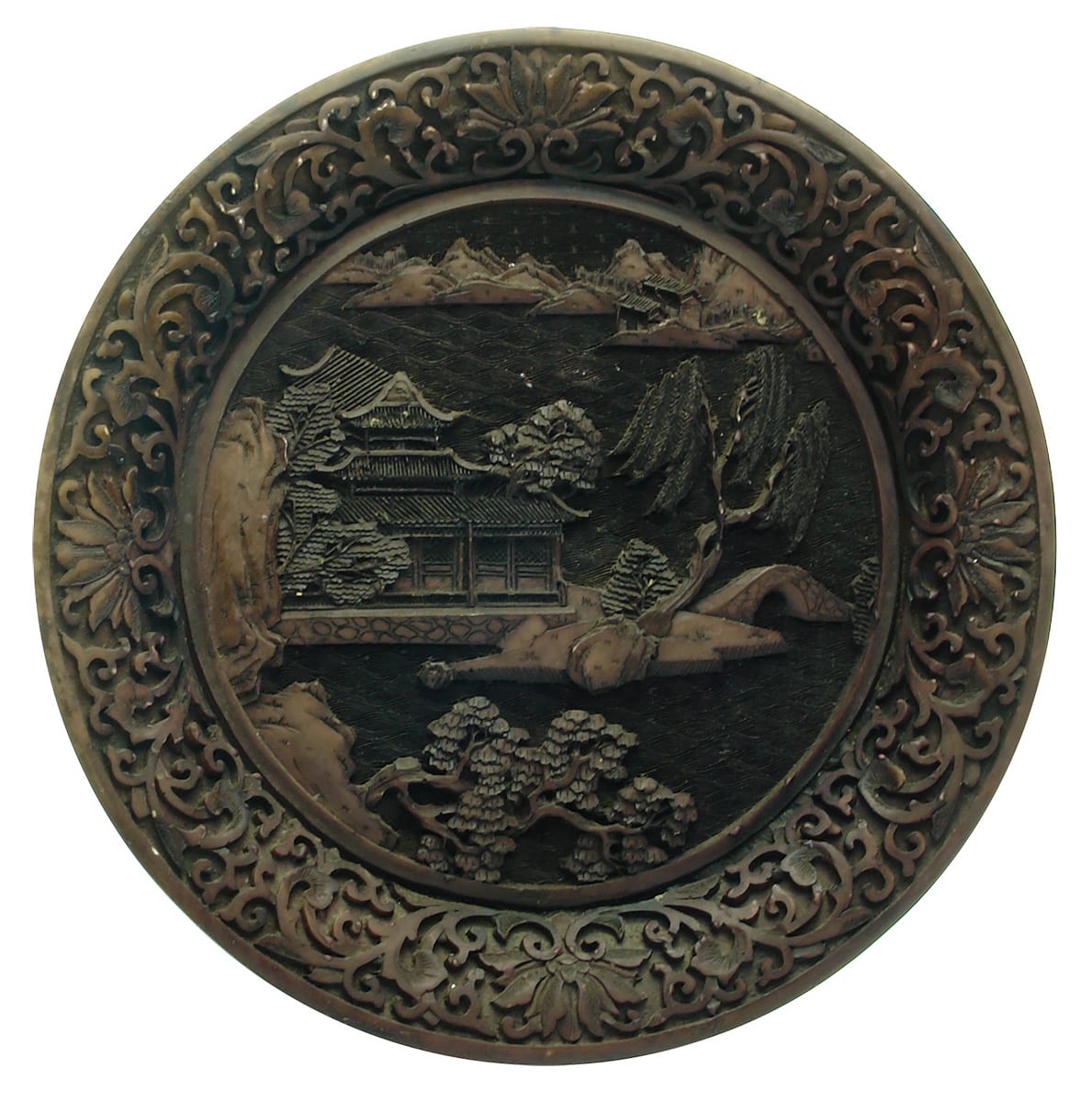 Chinese Yixin carved plate
