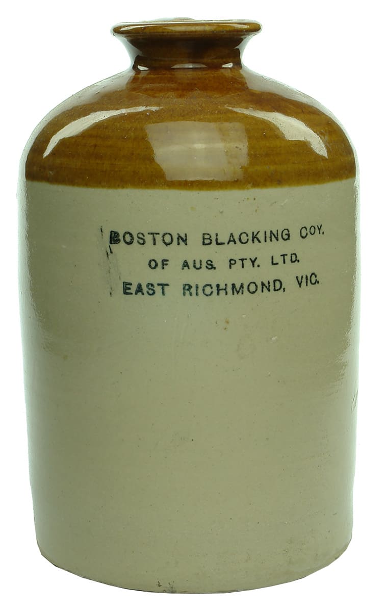 Boston Blacking East Richmond Stoneware Jar